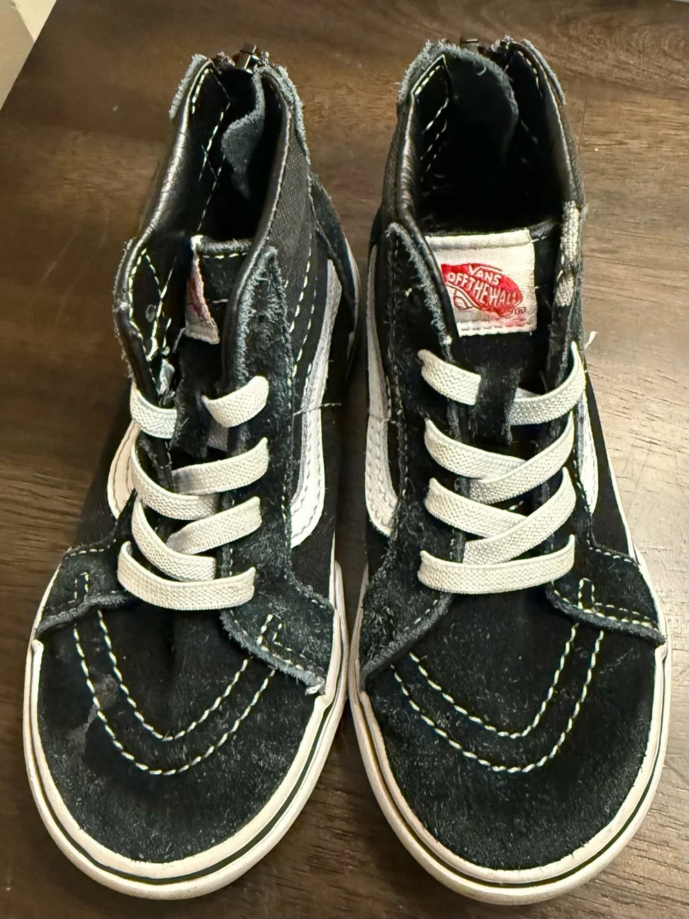 Vans Kids Black High-Top Sneakers with White Stripe and Laces